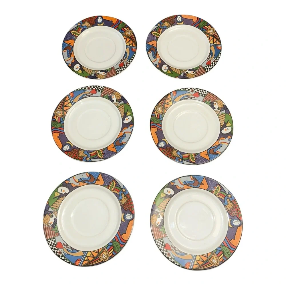 Vitromaster Metropolitan Stoneware‎ Salad Plates Set of 6 Postmodern 1990s